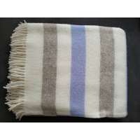 LVL Style Deken - Plaid -Merino Wol - 100% Nieuw - 140x200cm - BLAU/WIT/GRIJS