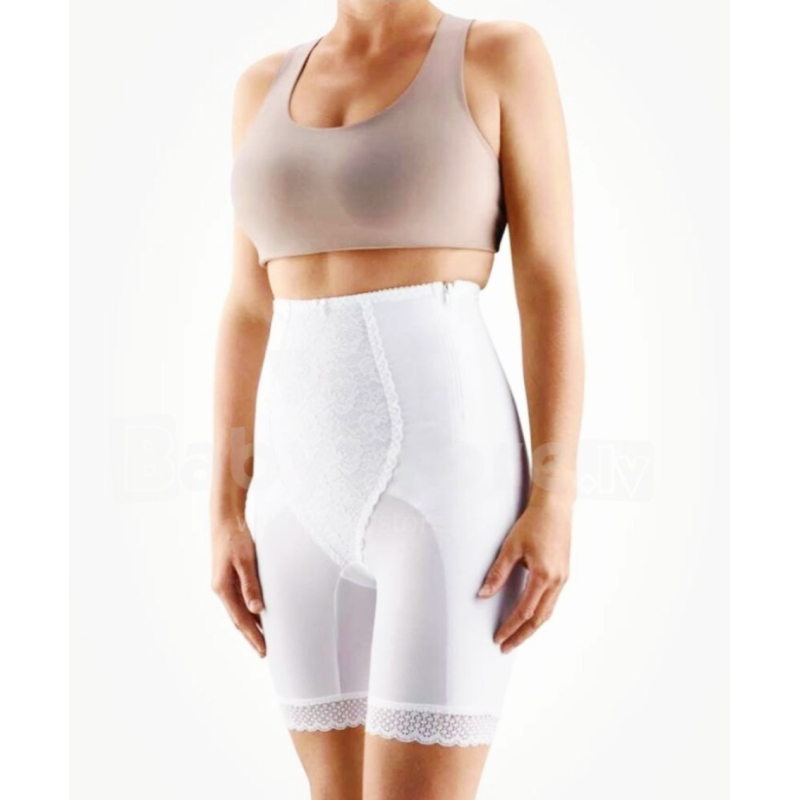 Figuurcorrigerend postnatale slip met hoge taille, lang model met rits BEIGE